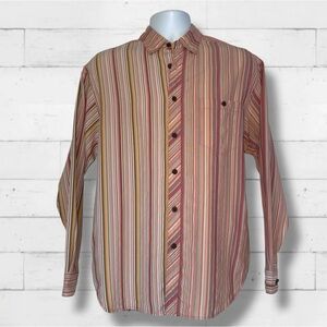Tommy Bahama 100% Silk Striped Long Sleeve Shirt Men’s Medium Multicolor Luxe
